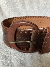VINTAGE Lauren Ralph Lauren Belt 2 1/2 Tooled Leather Western Leather Large