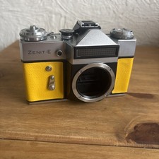 Zenit E or EM Camera | yellow Leather | untested mark through eye slot see pics