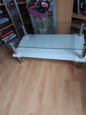 Weißen Cautsch Tischit Glasplatte 1.10m Mal0.90m