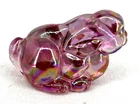 Fenton Art Glass Bunny Rabbit Figurine Iridescent Pink Ears Back Mini 2"