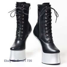 Custom New Fetish Style 7inch High Heel Lace Up Draft Ankle Boots Size 36-46