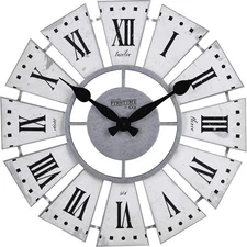 & Co. White Numeral Windmill Wall Clock, Large Vintage Decor for Living Room,...