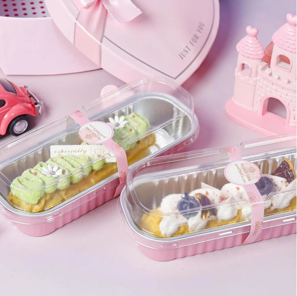 50Set Mini Loaf Cake Cases 200ML,Mini Loaf Tins with Lids and Spoons Aluminum F - Image 3 of 4