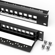 24 Port Blank Keystone Patch Panel, 1U 19 inch Cat6 Patch Panel with Detachab...