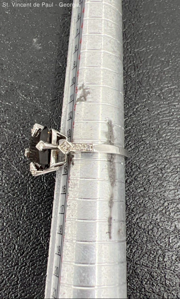 Hermoso anillo vintage de plata de ley 925 con diamantes y piedras preciosas marrones talla 7 2,84 g Foto 4 de 4