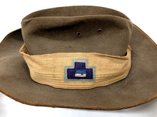 WW2 Australian uniform slouch hat with badge and unit patch Dunkerley LTD 1940