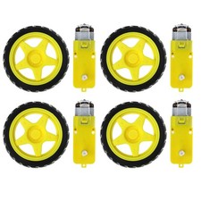 4Pcs Smart Robot Car Plastic Tire Tyre Wheel With 6V Gear Motor Set For Arduino