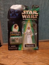 1999 Star Wars PRINCESS LEIA W SPORTING BLASTER CommTech Chip POTF Figure NEW