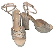 Gianni Bini 11M Platform Sandal Shoes Silver Rhinestone 6 inch Heel Wedding Prom