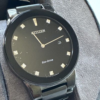 Citizen Eco-Drive Men's Diamond Markers Black Bracelet Watch 40MM AU1065-58G