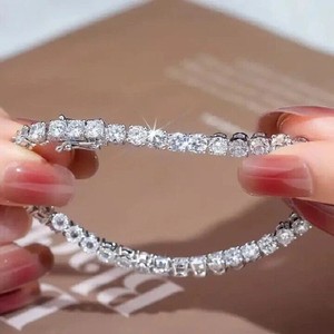 Authentic 4mm Round Cut 10 CTW DEF Moissanite 14K White Gold Plated Tennis Bracelet 8 Inch