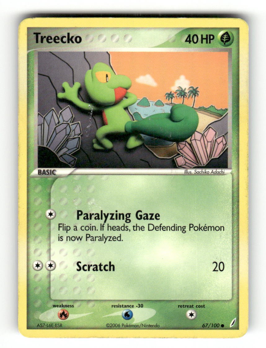 Treecko 67/100 Common Crystal Guardians Pokemon Moderately Played Sachiko Adachi