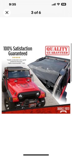 180 Badass Moto Gear Jeep Wrangler TJ (1997-2006) malla superior parasol longitud completa - Imagen 3 de 8