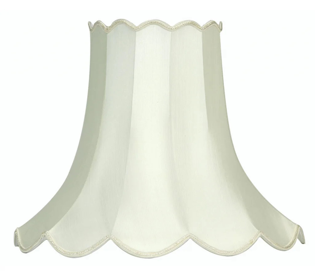 Lampshade Cream 15"" Scallopped Ivory Faux Silk 375mm Oaks Lighting S701/14 IV