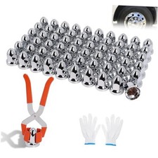 60 Pack Lug Nut Covers, 33mm x 2-3/8", Push-On Bullet ABS Plastic 2-3/8" H