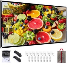 Projector Screen 84 Inch Portable Movie Screen for Outdoor Indoor 16:9 Foldab...