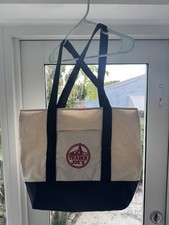 Trader Joe  s LARGE Reusable Heavy Canvas Shopping Bag, Off White  Navy Blue