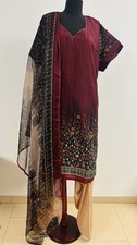 Bollywood Indische Kleid Oberteil Hose & Schal Sari Hochzeit Kostüm Gr.58 Neu
