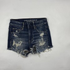 American Eagle Outfitters Shorts Womens 00 Blue Denim Cut-Off Distressed Frayed