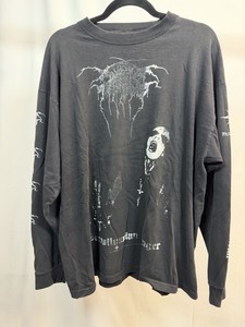 T-shirt Vintage 1998 Darkthrone Baphomet Peaceville Records - Taille XL, 100% Coton, Effet Usé.