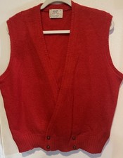 Vintage LORD JEFF Size XL 100 Shetland Wool Red Vest Knit Vest Scotland USA