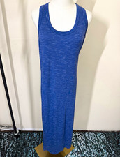 GAP Womens Long Sheath Dress Medium Blue Heathered Scoop Neck Stretch NEW 529