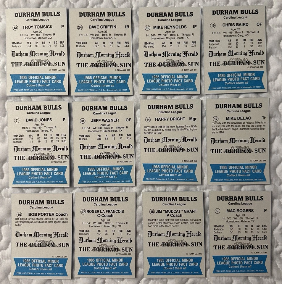 1985 TCMA Durham Bulls team set singles - Image 4 of 4