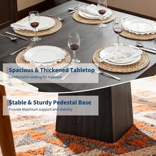 Square Dining Table for 4, 31.5in Farmhouse Wooden Kitchen Table with Base US - Picture 12 of 22
