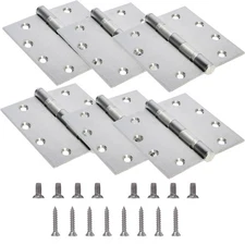 6-Pack 4.5 inch X 4.5 inch Heavy Duty Commercial Door Hinge Thickened, with S...