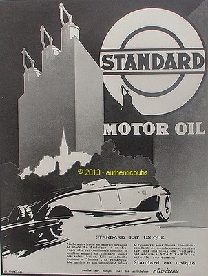STANDARD ADVERTISING MOTOR OIL ECO PETROL OIL FOR AUTOMOBILE 1927 FRENCH AD