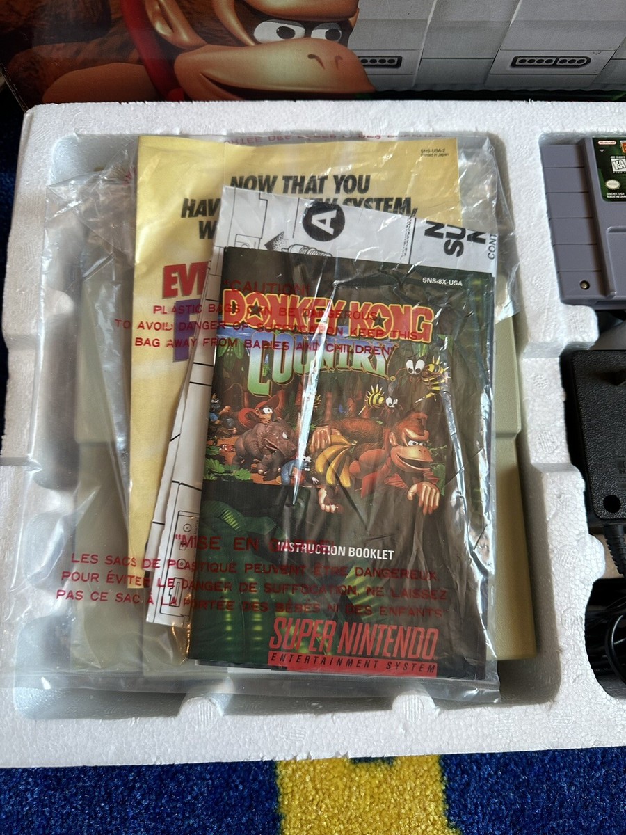 Donkey Kong Set Super Nintendo Console Bundle CIB W/ Matching Serial Numbers