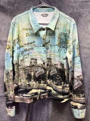 J Marco Sz XL Travel Them Shirt/ Shacket Button Front Incredible Material Unique