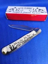 US Classic Copperhead Smooth Natural Bone Single Blade Fish Knife Worry Less, Fi