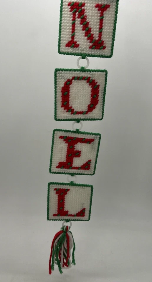 VTG 19” Handmade Needlepoint Christmas NOEL Wall Decor Plastic Canvas Artwork - Image 2 of 3