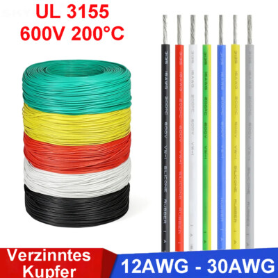 Silikonkabel Silikonlitze Hochflexibel Draht 12AWG-30AWG verzinntes Kupfer 600V