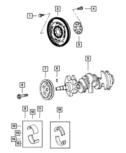 Kit de cojinete de cigüeñal delantero genuino Mopar 2001-2010 Dodge Magnum 4796543AB Foto 4 de 4