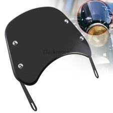 Universal 5-7" Round Headlight Faring Windscreen Windshield Black Kit For Honda