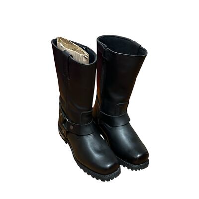 Milwaukee Leather Mens Black Square Toe Motorcycle Harness Boots MBM131 Size 8