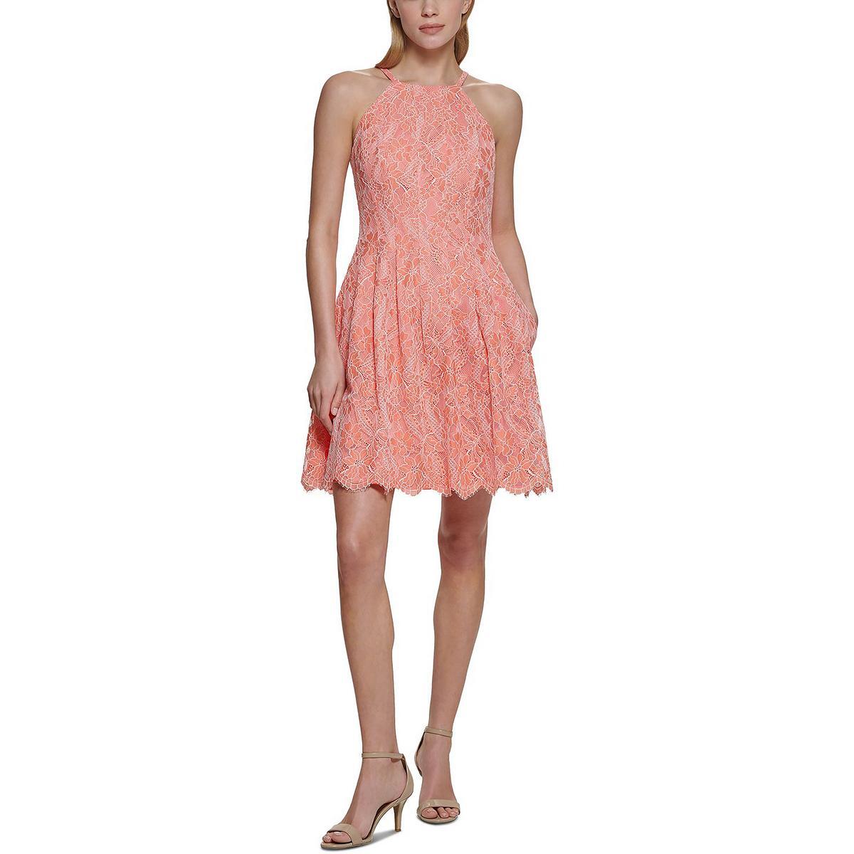 Женское оранжевое кружевное мини-платье на бретелях Vince Camuto для вечеринок Petites 10P BHFO 0195