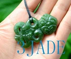 Green Nephrite Jade Maori Hei Tiki Pendant Necklace New Zealand Style Jewelry