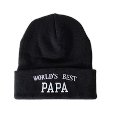 World's Best Papa Embroidered Beanie Dad Winter Hat