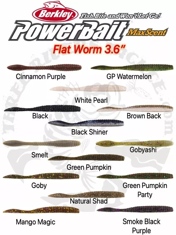 SALE - 3.6 Berkley PowerBait MaxScent Flat Worm Drop Shot Lure - Choose  Color