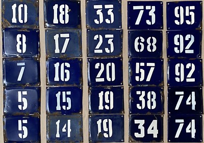 Vintage Decor Enamel Cobalt Street Number Metal Plate USSR Collectible