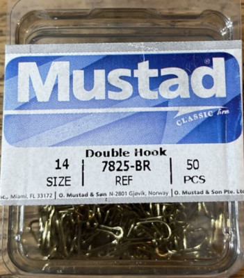 Mustad 7825-BR Double Hook Size 14-1pk of 50pcs-Brand New-SHIPS N 24 HOURS