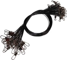 60pcs Fishing Wire Leaders Nylon-Coated Fishing Line Wire Leaders with Swivels a