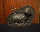 Antique two part chocolate mold of a Sweet laying Lamb with little Bell by Anton