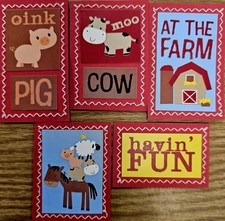 Sewn Premade Scrapbook Page/Sewn Mat Set - 5 pieces: At The Farm