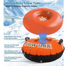 Heavy Duty Snow Tube 43 Inch Inflatable Durable with Reinforced Handle Backrest