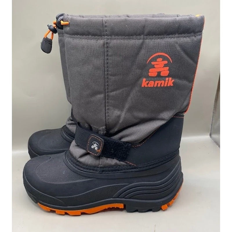 Botas de inverno Kamik Kids com isolamento de foguetes carvão/chama – Tamanho 6 - Imagem 2 de 4