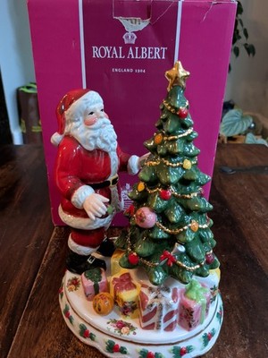 ROYAL ALBERT Musical Rotating Tree Santa - Plays ''O Christmas Tree'' - Excellent 